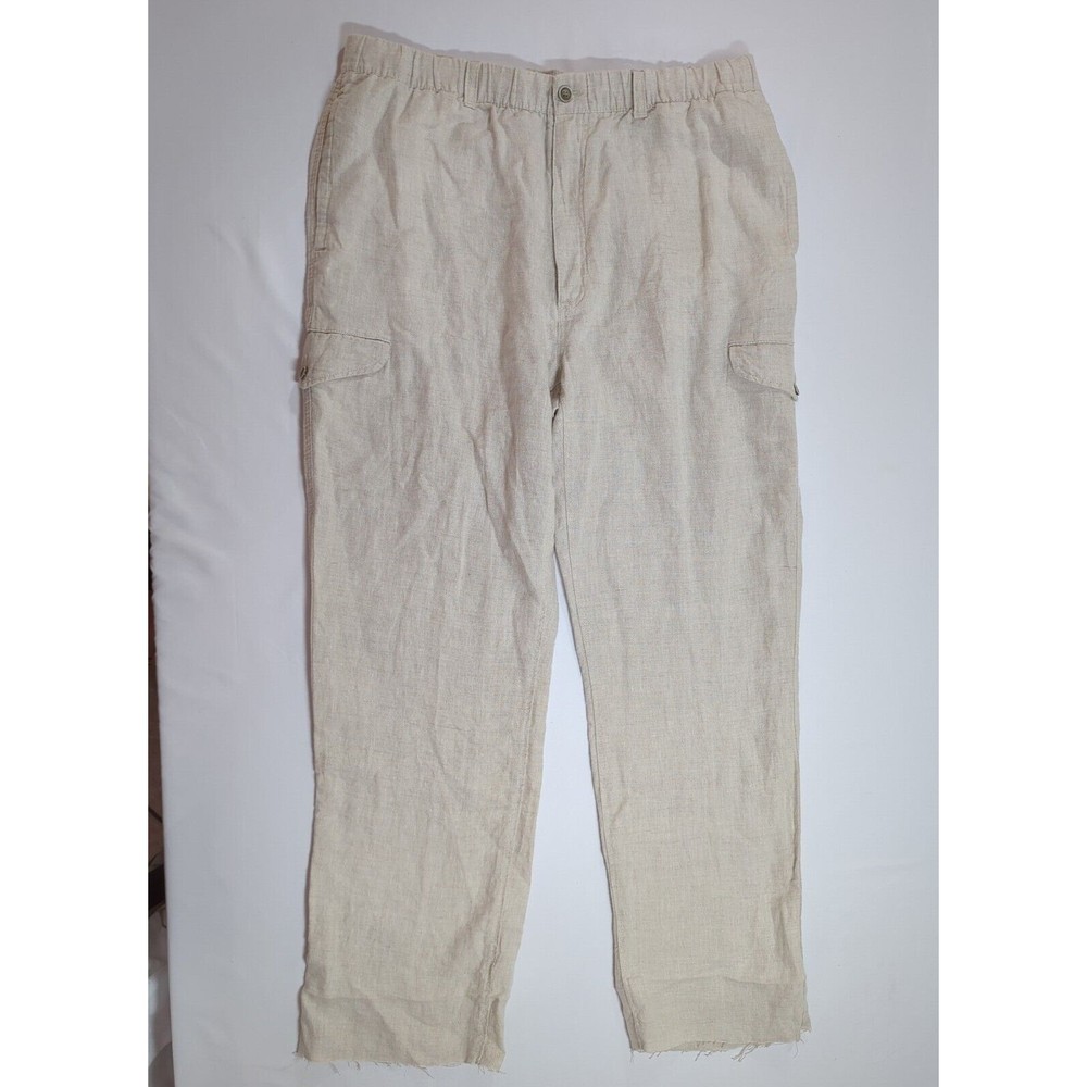 Caribbean Cargo 100% Linen Men's Lounging Pants Cream Tan Beige 40‎ x 31